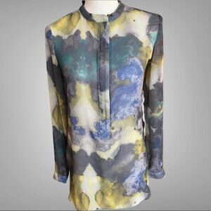 Women's Long Sleeve Multi Color Tunic Blouse with front Zipper Size XS